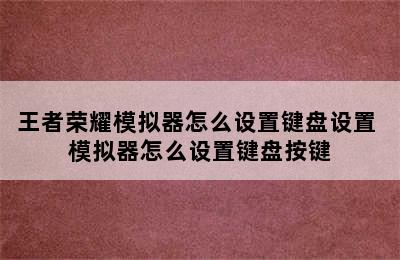 王者荣耀模拟器怎么设置键盘设置 模拟器怎么设置键盘按键